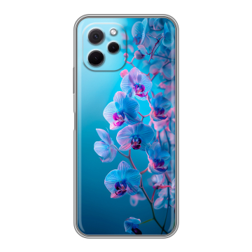 Силиконовый чехол на Huawei Nova Y61 с принтом голубые орхидеи Силиконовый чехол на Huawei Nova Y61 с принтом голубые орхидеи
