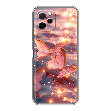 Силиконовый чехол на Huawei Nova Y61 с принтом бабочки розовые Силиконовый чехол на Huawei Nova Y61 с принтом бабочки розовые