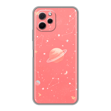Силиконовый чехол на Huawei Nova Y61 с принтом Розовый космос