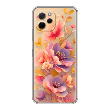 Силиконовый чехол на Huawei Nova Y61 с принтом Цветы и бабочки