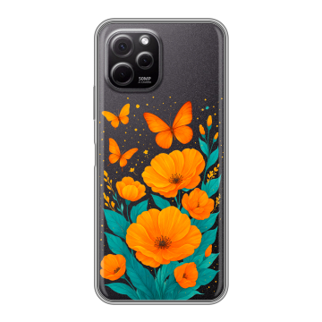 Силиконовый чехол на Huawei Nova Y61 с принтом цветы бабочки