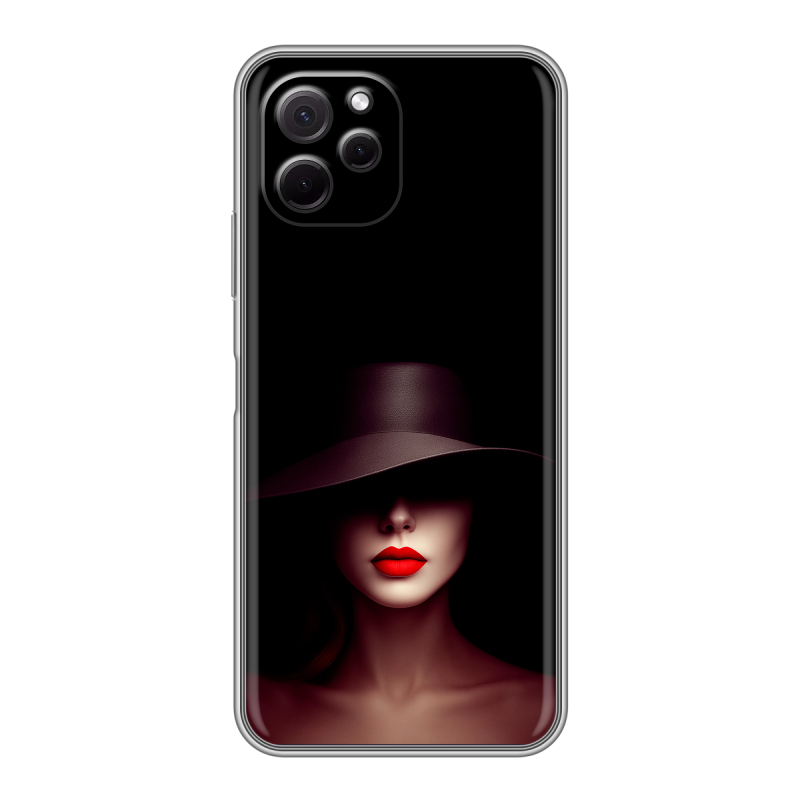 Силиконовый противоударный чехол на Huawei Nova Y61 с принтом Девушка в шляпе Силиконовый противоударный чехол на Huawei Nova Y61 с принтом Девушка в шляпе