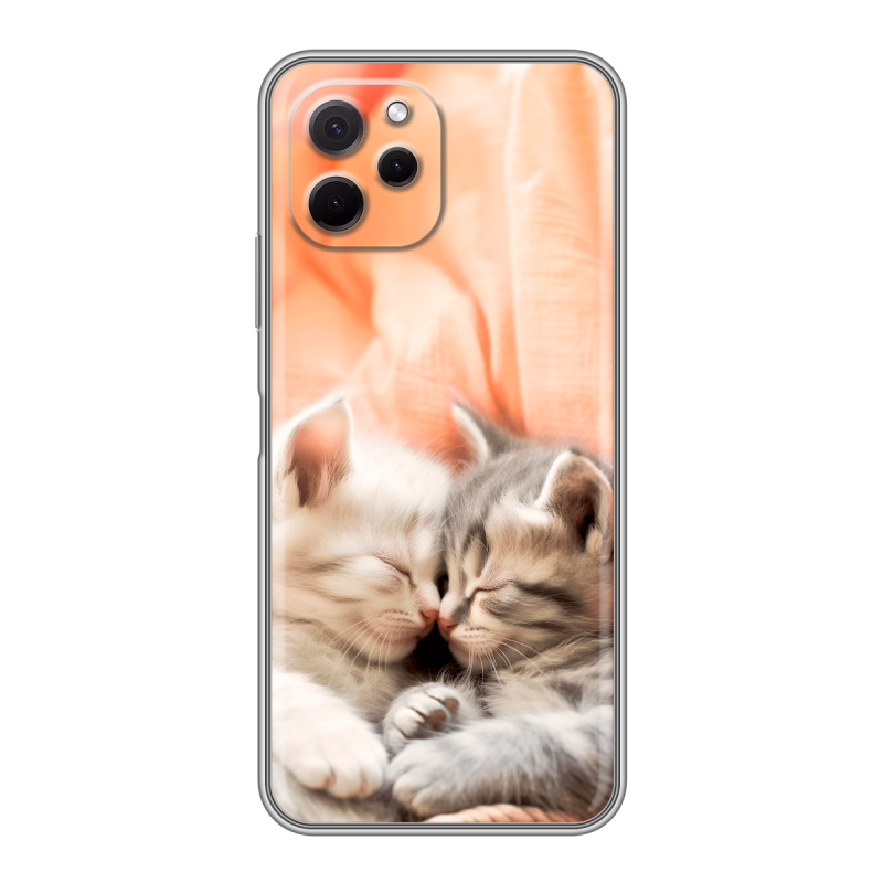 Силиконовый противоударный чехол на Huawei Nova Y61 с принтом Котята Силиконовый противоударный чехол на Huawei Nova Y61 с принтом Котята