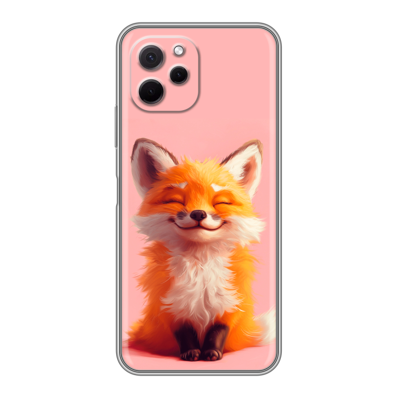 Силиконовый противоударный чехол на Huawei Nova Y61 с принтом милая лиса Силиконовый противоударный чехол на Huawei Nova Y61 с принтом милая лиса