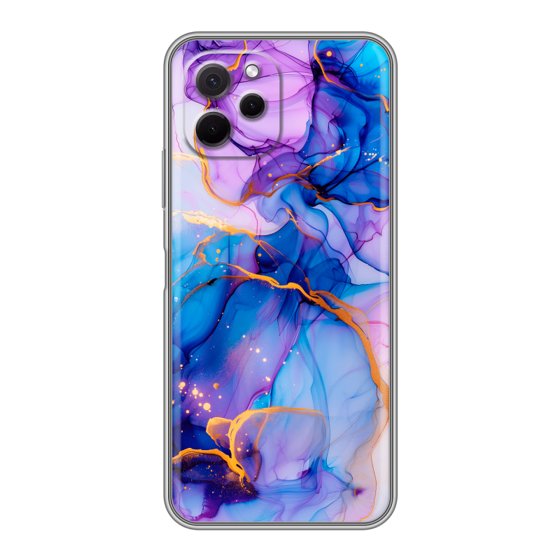 Силиконовый противоударный чехол на Huawei Nova Y61 с принтом синий мрамор Силиконовый противоударный чехол на Huawei Nova Y61 с принтом синий мрамор