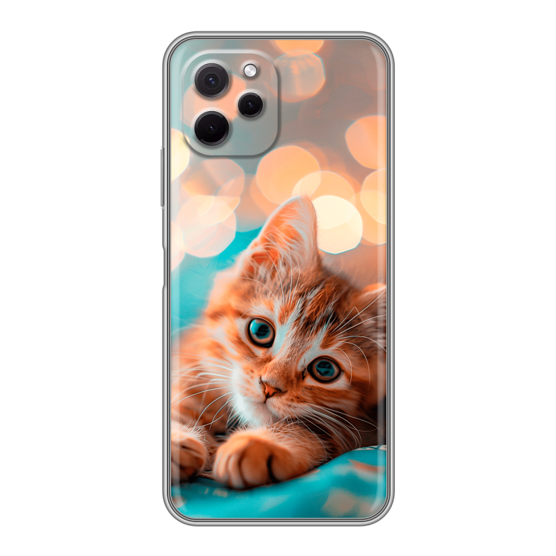Силиконовый противоударный чехол на Huawei Nova Y61 с принтом котик Силиконовый противоударный чехол на Huawei Nova Y61 с принтом котик