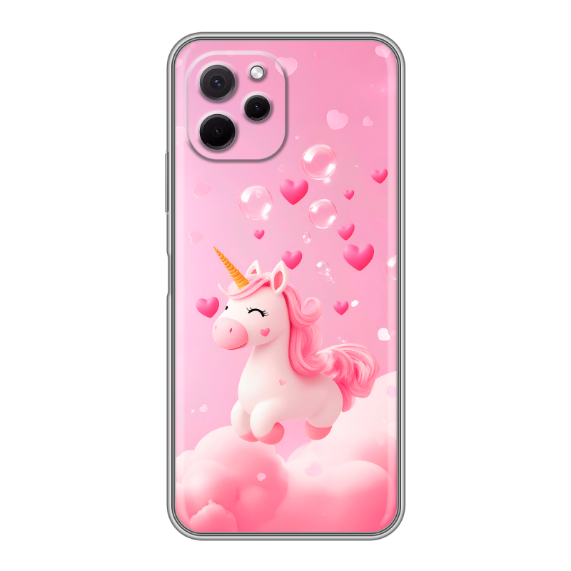 Силиконовый противоударный чехол на Huawei Nova Y61 с принтом Единорог Силиконовый противоударный чехол на Huawei Nova Y61 с принтом Единорог