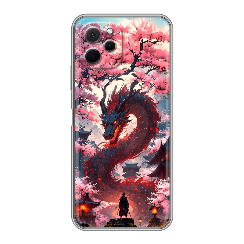Силиконовый чехол на Huawei Nova Y61 с принтом Дракон Японский Силиконовый чехол на Huawei Nova Y61 с принтом Дракон Японский
