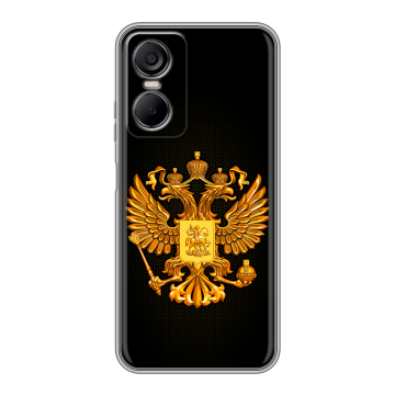 Силиконовый чехол на Tecno Pop 6 Pro с принтом Герб России желтый Силиконовый чехол на Tecno Pop 6 Pro с принтом Герб России желтый