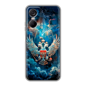 Силиконовый чехол на Tecno Pop 6 Pro с принтом Герб флаг России Силиконовый чехол на Tecno Pop 6 Pro с принтом Герб флаг России