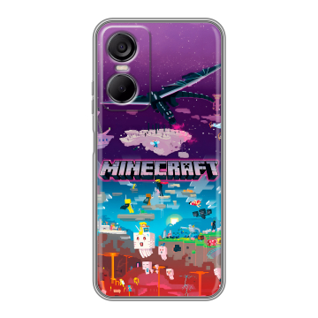 Силиконовый чехол на Tecno Pop 6 Pro с принтом Майнкрафт Minecraft Силиконовый чехол на Tecno Pop 6 Pro с принтом Майнкрафт Minecraft
