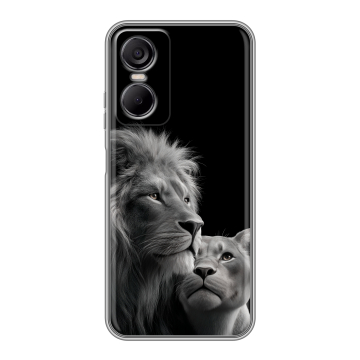 Силиконовый чехол на Tecno Pop 6 Pro с принтом Лев кошки