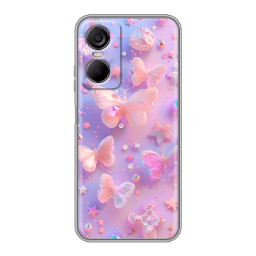 Силиконовый чехол на Tecno Pop 6 Pro с принтом Бабочки Силиконовый чехол на Tecno Pop 6 Pro с принтом Бабочки
