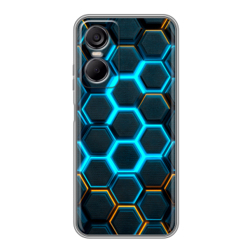 Силиконовый чехол на Tecno Pop 6 Pro с принтом Неоновые соты