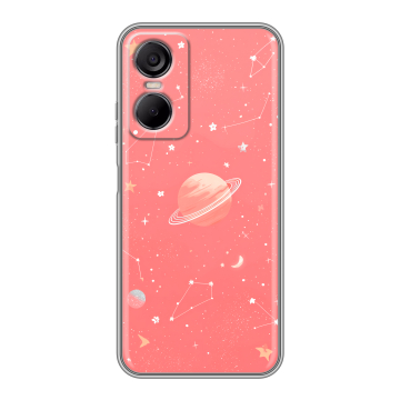 Силиконовый чехол на Tecno Pop 6 Pro с принтом Розовый космос