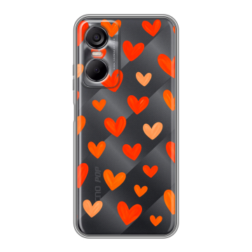 Силиконовый чехол на Tecno Pop 6 Pro с принтом Сердечки