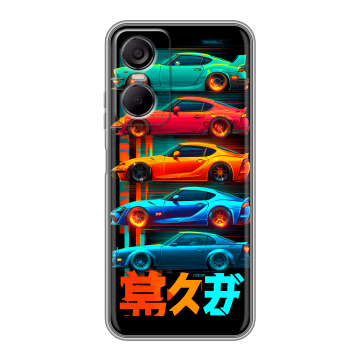 Силиконовый чехол на Tecno Pop 6 Pro с принтом машины тачки