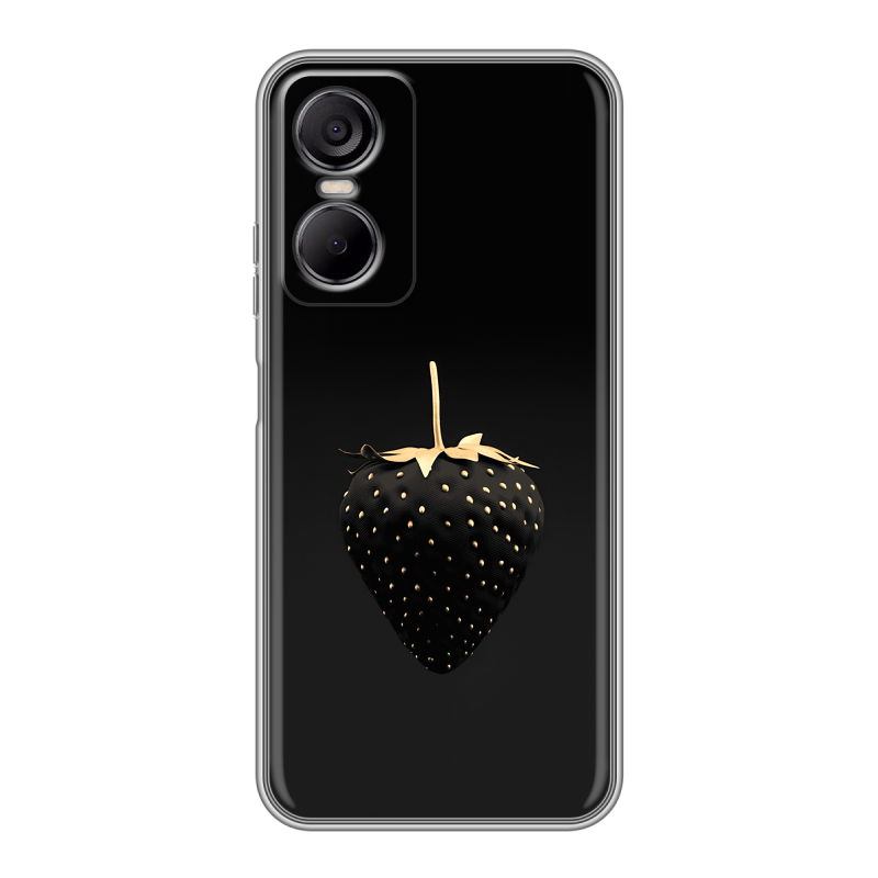 Силиконовый противоударный чехол на Tecno Pop 6 Pro с принтом Черная клубника Силиконовый противоударный чехол на Tecno Pop 6 Pro с принтом Черная клубника