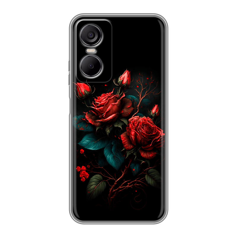 Силиконовый чехол на Tecno Pop 6 Pro с принтом Розы красные Силиконовый чехол на Tecno Pop 6 Pro с принтом Розы красные