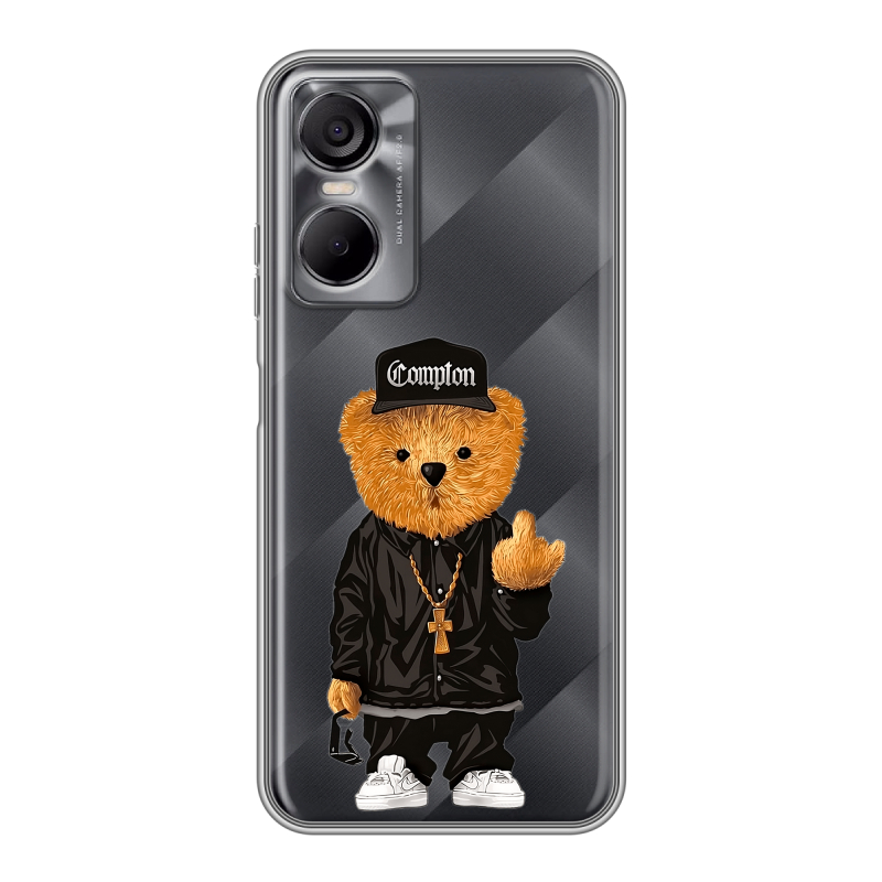 Силиконовый противоударный чехол на Tecno Pop 6 Pro с принтом Плюшевый медведь Силиконовый противоударный чехол на Tecno Pop 6 Pro с принтом Плюшевый медведь