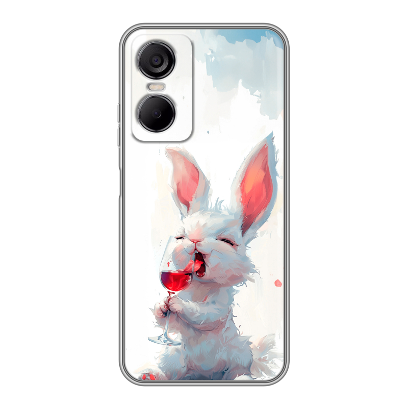 Силиконовый противоударный чехол на Tecno Pop 6 Pro с принтом кролик зайчик Силиконовый противоударный чехол на Tecno Pop 6 Pro с принтом кролик зайчик