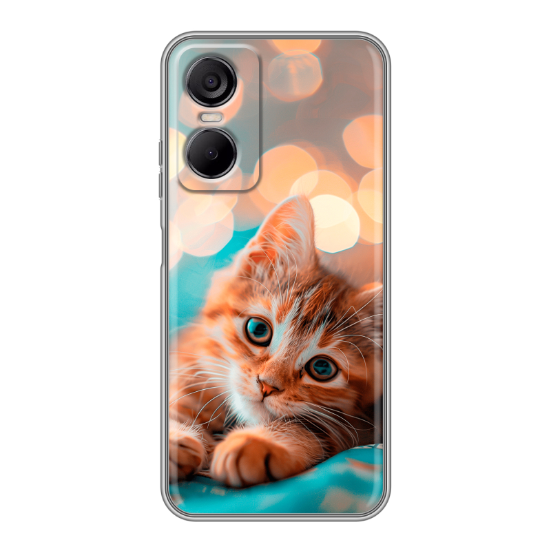 Силиконовый чехол на Tecno Pop 6 Pro с принтом котик Силиконовый чехол на Tecno Pop 6 Pro с принтом котик