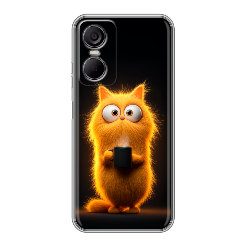 Силиконовый противоударный чехол на Tecno Pop 6 Pro с принтом Смешной кот Силиконовый противоударный чехол на Tecno Pop 6 Pro с принтом Смешной кот
