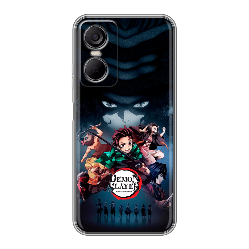 Силиконовый противоударный чехол на Tecno Pop 6 Pro с принтом Demon Slayer Клинок рассекающий демонов Силиконовый противоударный чехол на Tecno Pop 6 Pro с принтом Demon Slayer Клинок рассекающий демонов