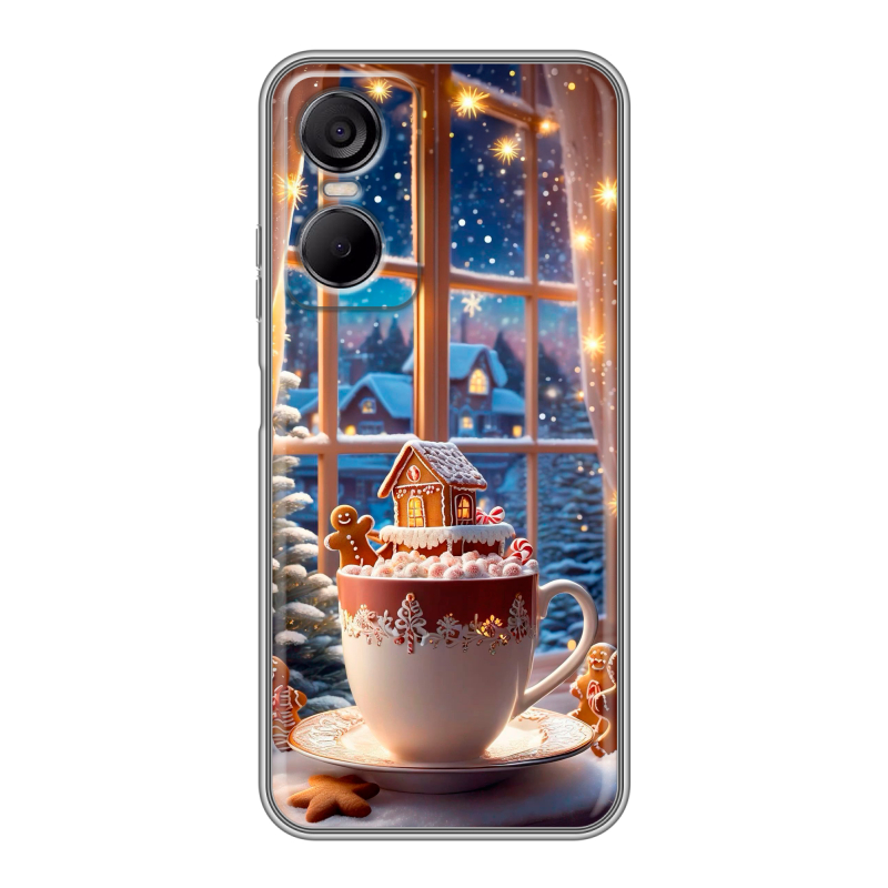 Силиконовый противоударный чехол на Tecno Pop 6 Pro с принтом Новый год Силиконовый противоударный чехол на Tecno Pop 6 Pro с принтом Новый год