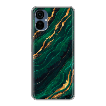 Силиконовый чехол на Tecno Camon 19 Neo с принтом Мрамор зеленое золото Силиконовый чехол на Tecno Camon 19 Neo с принтом Мрамор зеленое золото