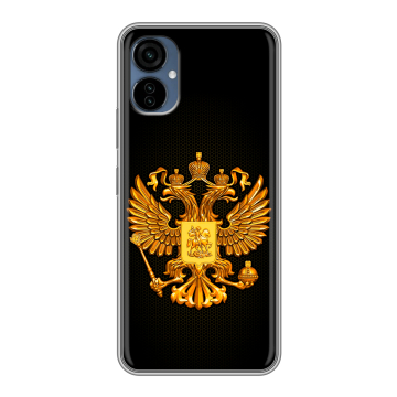 Силиконовый чехол на Tecno Camon 19 Neo с принтом Герб России желтый Силиконовый чехол на Tecno Camon 19 Neo с принтом Герб России желтый