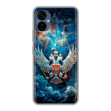 Силиконовый чехол на Tecno Camon 19 Neo с принтом Герб флаг России Силиконовый чехол на Tecno Camon 19 Neo с принтом Герб флаг России
