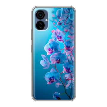 Силиконовый чехол на Tecno Camon 19 Neo с принтом голубые орхидеи Силиконовый чехол на Tecno Camon 19 Neo с принтом голубые орхидеи