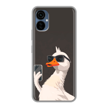 Силиконовый чехол на Tecno Camon 19 Neo с принтом утка в очках Силиконовый чехол на Tecno Camon 19 Neo с принтом утка в очках