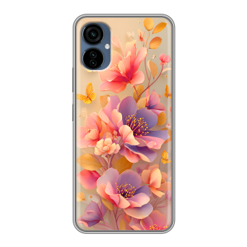 Силиконовый чехол на Tecno Camon 19 Neo с принтом Цветы и бабочки