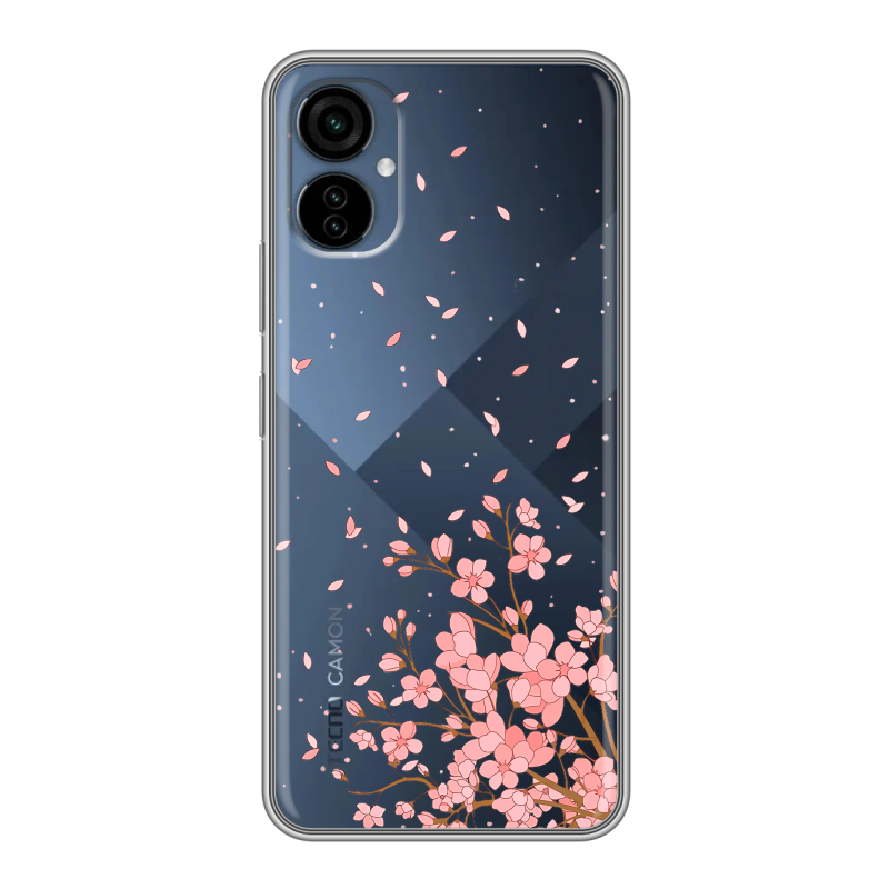 Силиконовый противоударный чехол на Tecno Camon 19 Neo с принтом Ветка сакуры Силиконовый противоударный чехол на Tecno Camon 19 Neo с принтом Ветка сакуры