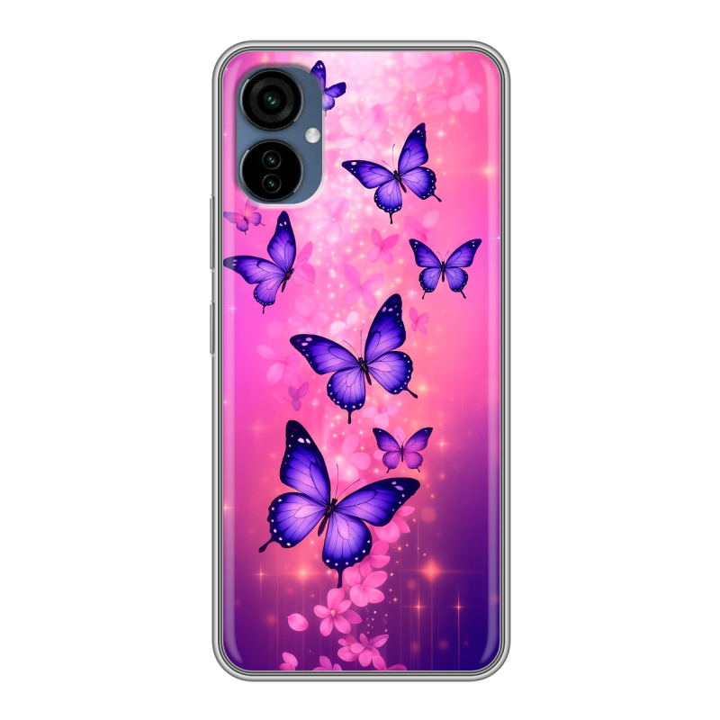 Силиконовый противоударный чехол на Tecno Camon 19 Neo с принтом Бабочки Силиконовый противоударный чехол на Tecno Camon 19 Neo с принтом Бабочки