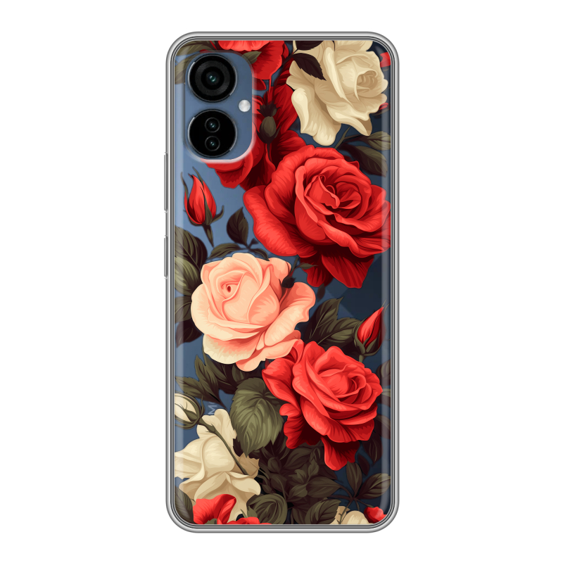 Силиконовый противоударный чехол на Tecno Camon 19 Neo с принтом Розы Силиконовый противоударный чехол на Tecno Camon 19 Neo с принтом Розы