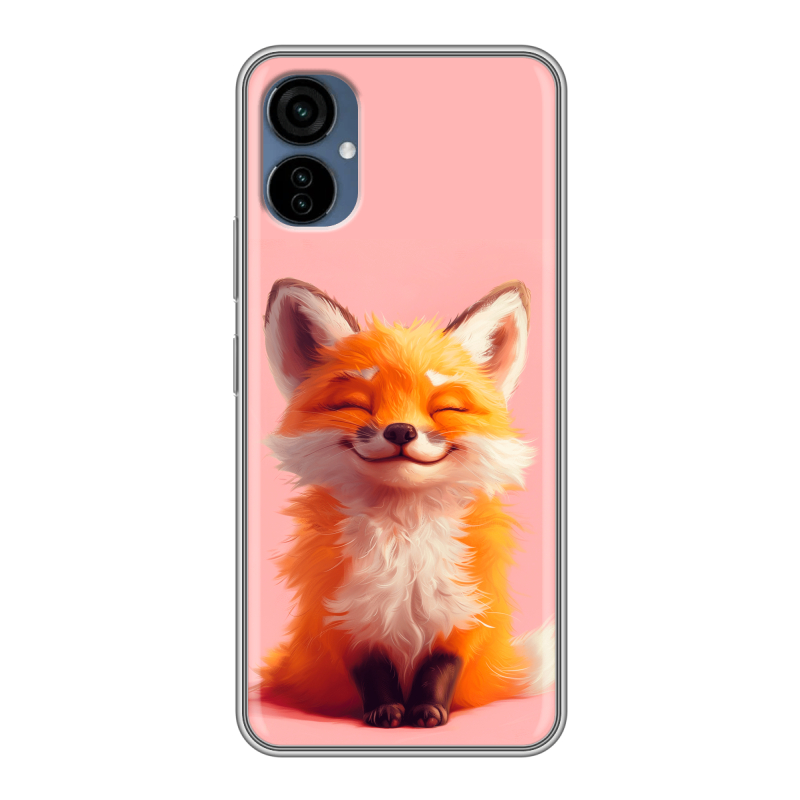 Силиконовый противоударный чехол на Tecno Camon 19 Neo с принтом милая лиса Силиконовый противоударный чехол на Tecno Camon 19 Neo с принтом милая лиса