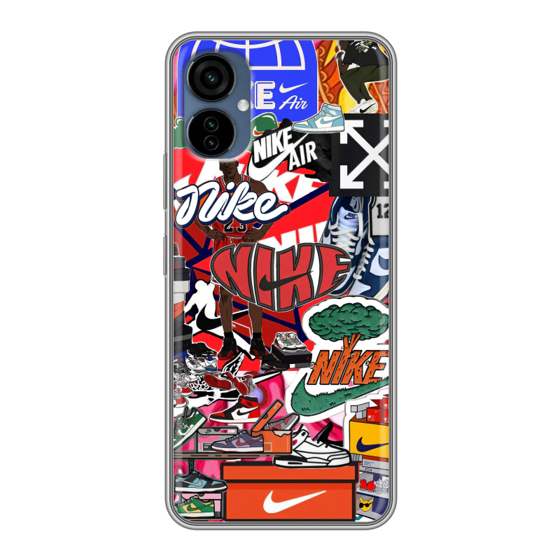 Силиконовый противоударный чехол на Tecno Camon 19 Neo с принтом Найк Nike яркий Силиконовый противоударный чехол на Tecno Camon 19 Neo с принтом Найк Nike яркий