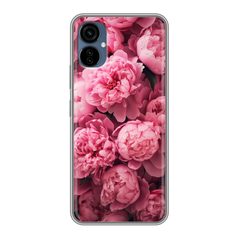 Силиконовый чехол на Tecno Camon 19 Neo с принтом цветы пионы Силиконовый чехол на Tecno Camon 19 Neo с принтом цветы пионы