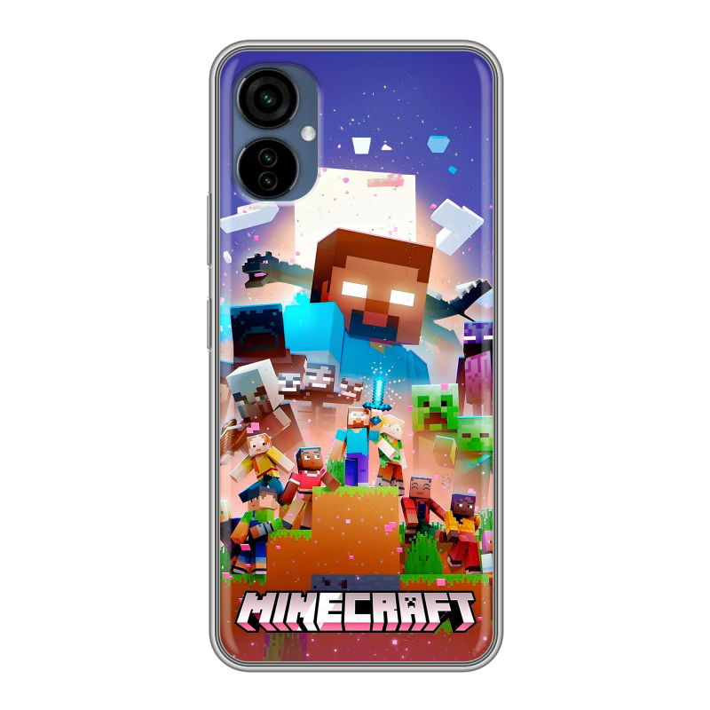 Силиконовый противоударный чехол на Tecno Camon 19 Neo с принтом Майнкрафт Minecraft Силиконовый противоударный чехол на Tecno Camon 19 Neo с принтом Майнкрафт Minecraft