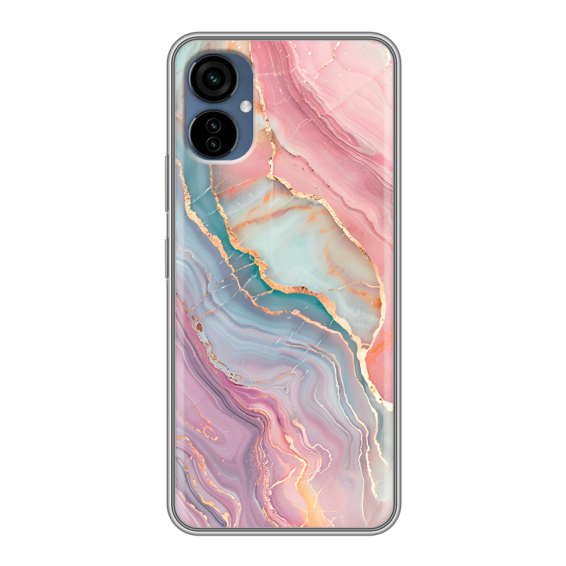 Силиконовый противоударный чехол на Tecno Camon 19 Neo с принтом розовый мрамор Силиконовый противоударный чехол на Tecno Camon 19 Neo с принтом розовый мрамор