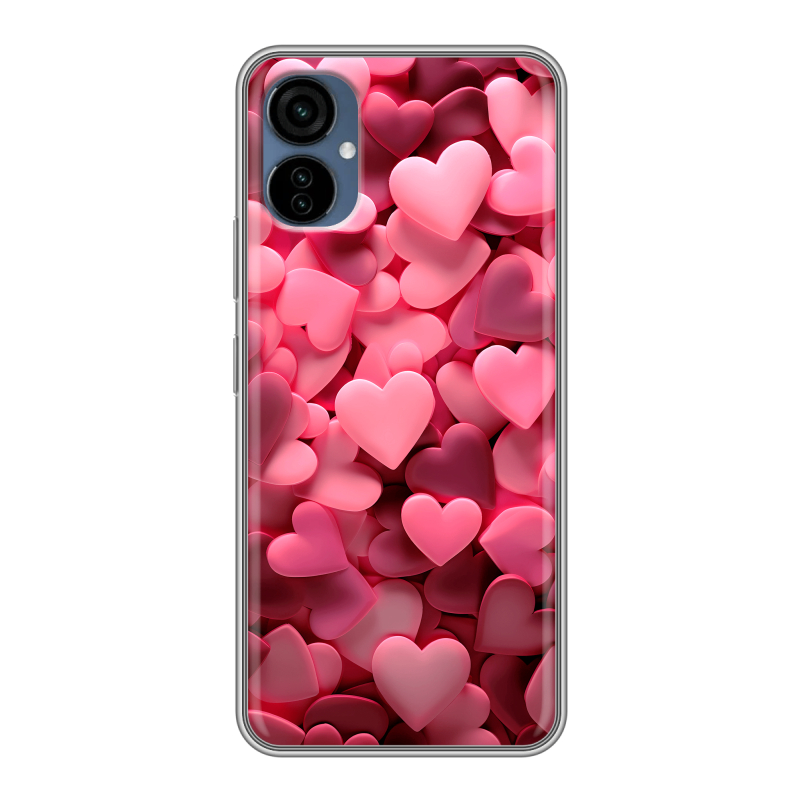 Силиконовый чехол на Tecno Camon 19 Neo с принтом розовые сердечки Силиконовый чехол на Tecno Camon 19 Neo с принтом розовые сердечки