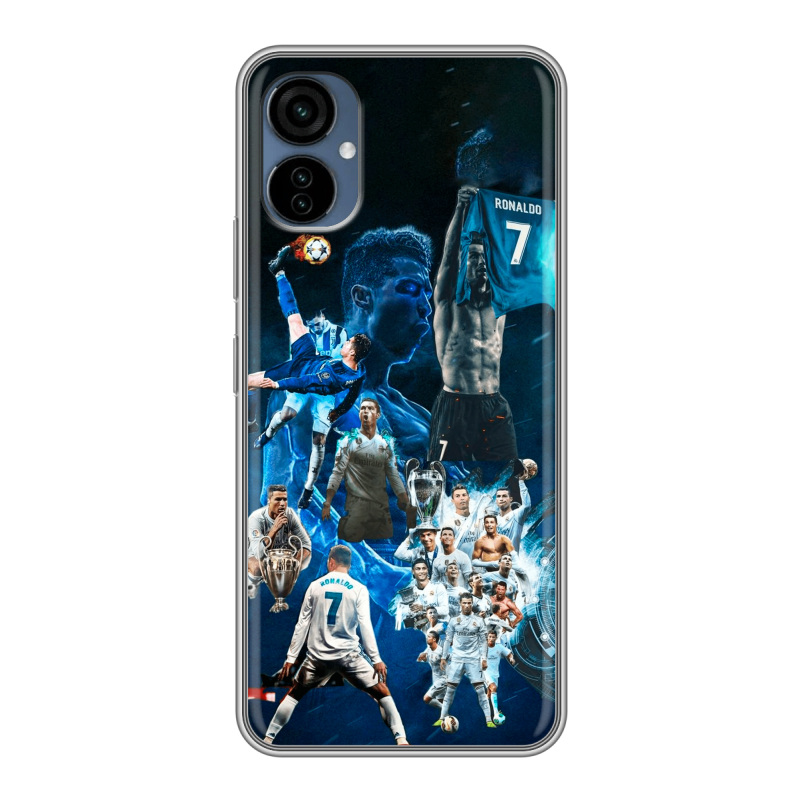 Силиконовый противоударный чехол на Tecno Camon 19 Neo с принтом Реал Роналдо Силиконовый противоударный чехол на Tecno Camon 19 Neo с принтом Реал Роналдо