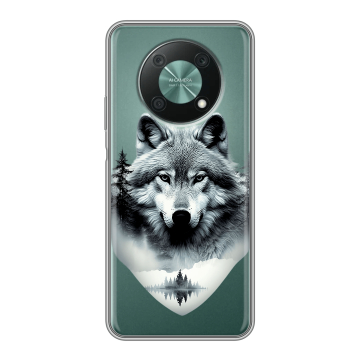 Силиконовый чехол на Huawei Nova Y90 с принтом Волк в лесу