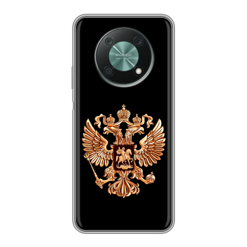 Силиконовый чехол на Huawei Nova Y90 с принтом Герб России золотой