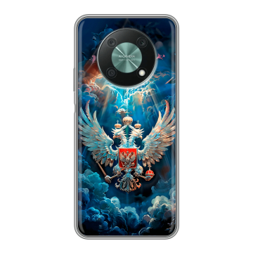 Силиконовый чехол на Huawei Nova Y90 с принтом Герб флаг России