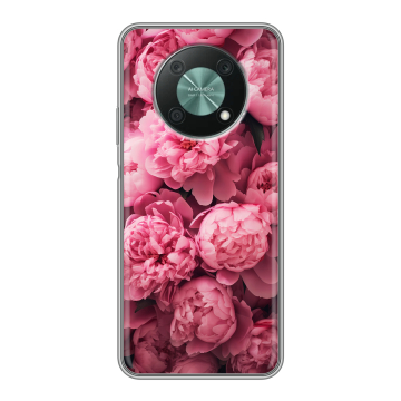 Силиконовый чехол на Huawei Nova Y90 с принтом цветы пионы