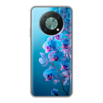 Силиконовый чехол на Huawei Nova Y90 с принтом голубые орхидеи